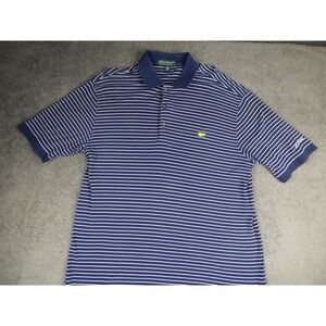 Masters Collection Polo Shirt Mens XL Navy White Striped Pima Cotton Golf Logo